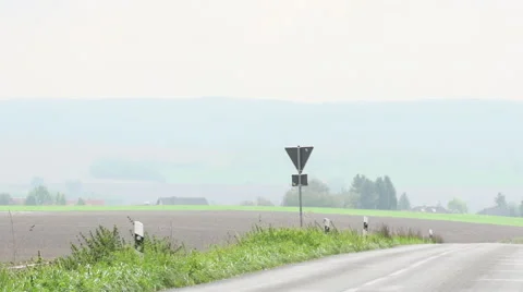 German road and fields. Slow motion. Video stock 41862644
