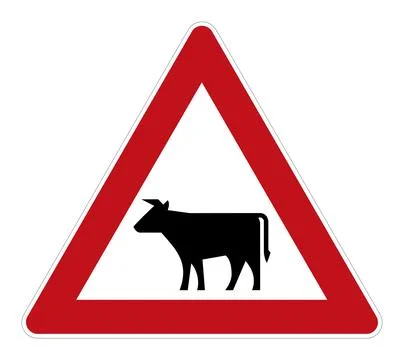 German road sign 101-12 - Danger spot (general warning): Cattle Stock Illustration