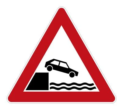 German road sign 101-53 - Danger spot (general warning): River bank Stock Illustration
