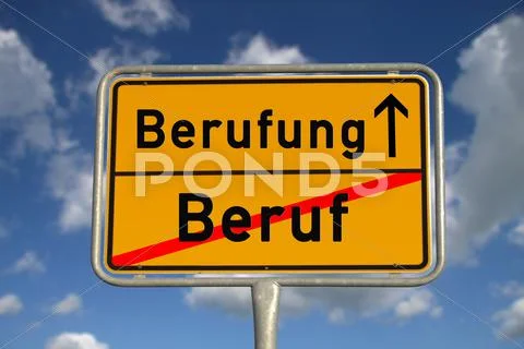 German road sign profession and mission Stock Photos