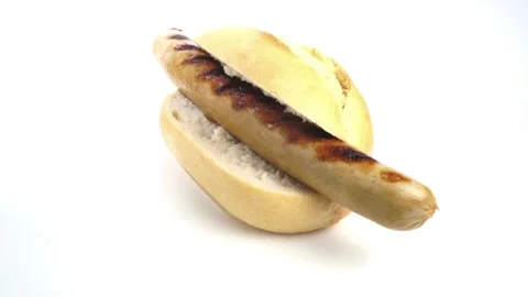 German Sausage in a Bun Stock Footage 274340062