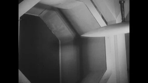 German scientists testing aerodynamics of V2 model Stock Footage 103385689
