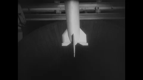 German scientists testing aerodynamics of V2 model Stock Footage 103385754