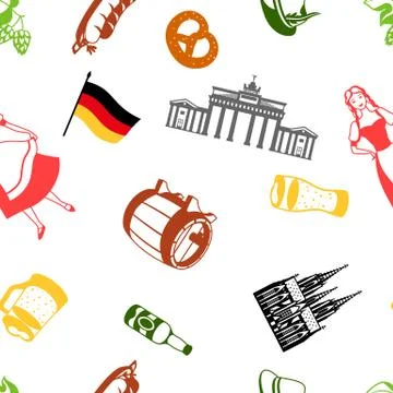 German seamless pattern. Germany national traditional symbols. Stock Illustration