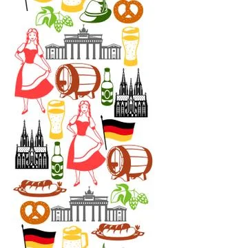 German seamless pattern. Germany national traditional symbols. Stock Illustration