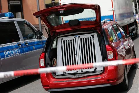German searches objects in Dueren and Cologne and takes six persons into custody Stock Photos
