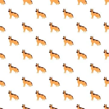German shepherd dog cartoon pattern with repeating illustration Stock Illustration