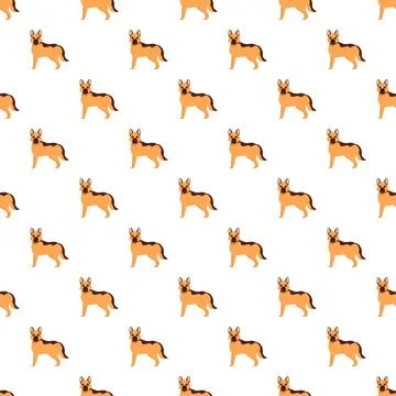 German shepherd dog cartoon repeating seamless pattern Stock Illustration