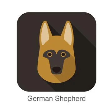German shepherd dog face flat icon, dog series イラスト素材
