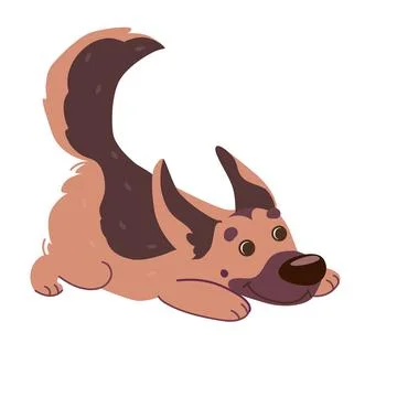 German shepherd dog playing. Vector illustration in flat style isolated on white Stock Illustration