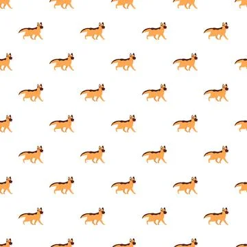 German shepherd dog seamless pattern background with pet Illustrazione stock