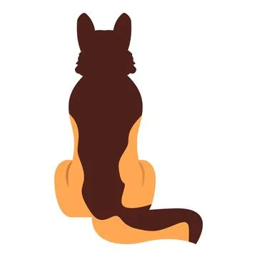 German shepherd dog sitting looking and waiting Stockillustratie