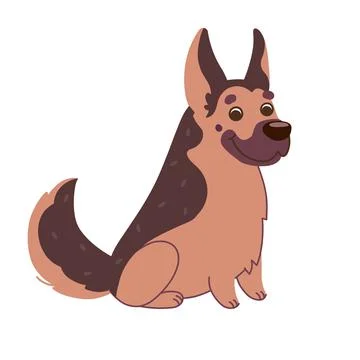 German shepherd dog sitting. Vector illustration in flat style isolated on white Stock Illustration