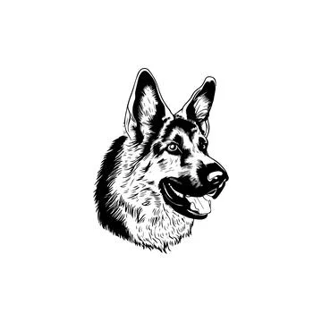 German Shepherd Face Silhouette. Vector icon. Stock Illustration