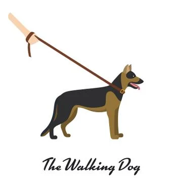 German shepherd with a leash Stock Illustration