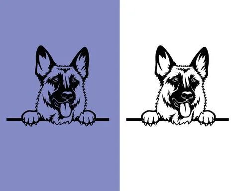 German Shepherd - Peeking Dogs vector design Illustrazione stock