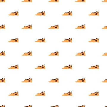 German shepherd sleeping dog seamless pattern background Illustrazione stock