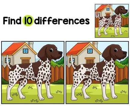 German Shorthaired Pointer Find The Differences Illustrazione stock