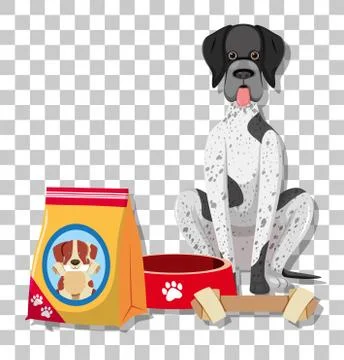 German Shorthaired Pointer in sitting position cartoon character with dog foo Illustrazione stock