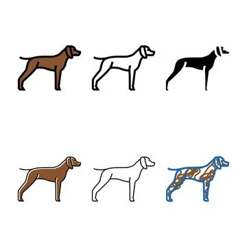 German shrothaired pointer dog color set icon vector 스톡 일러스트
