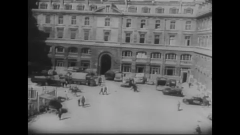 German snipers try to take out French Resistance fighters on the roof of Notre Stock Footage 145407429