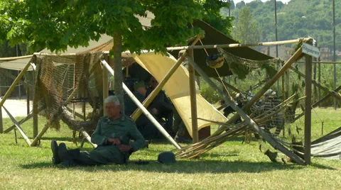 German soldier position 04 Stock Footage 38793581