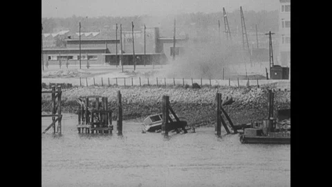 German soldiers advancing on ferry Stock Footage 103386587