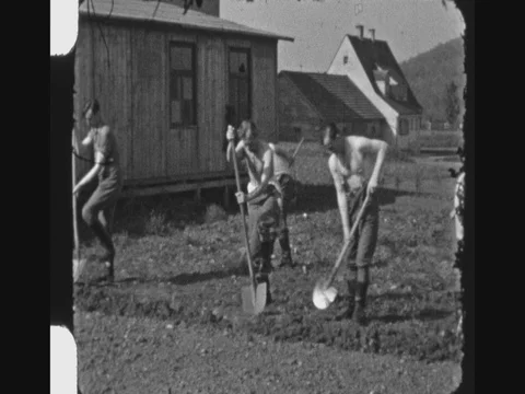 German Soldiers Gardening Stock Footage 80685491