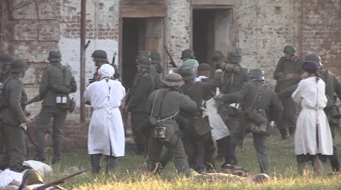 German soldiers mock doctors Stock Footage 60149619