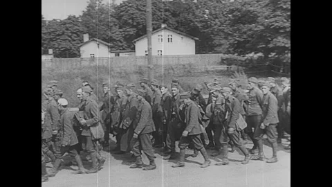 German soldiers remove Polish border gates, advancing into Poland Stock Footage 252522892