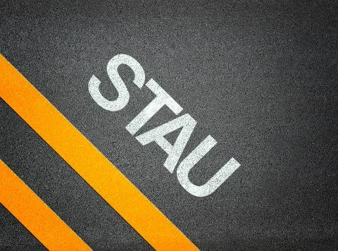 German stau traffic jam text writing road asphalt Illustration