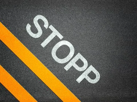 German stopp stop text writing road asphalt Stock Illustration