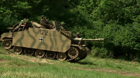 German Stug Tank and Troops WW2 Video stock 42877611