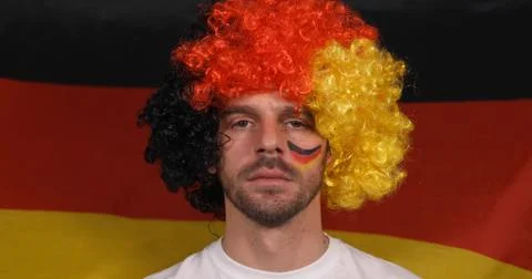 German Supporter Man Pride Looking Presentation Stadium Sport Event Game Concept Stock Photos