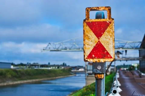 German tail light tail disk of an parked stationary railroad wagon Foto stock