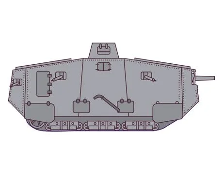 German tank of the First World War.Isolated on white background. Stock Illustration