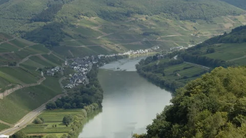 German town by a river in a valley Video stock 140266056