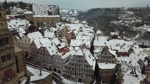 German Town In Snow 2 Stock Footage 142242716