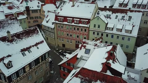 German Town In Snow 3 Stock Footage 142242848