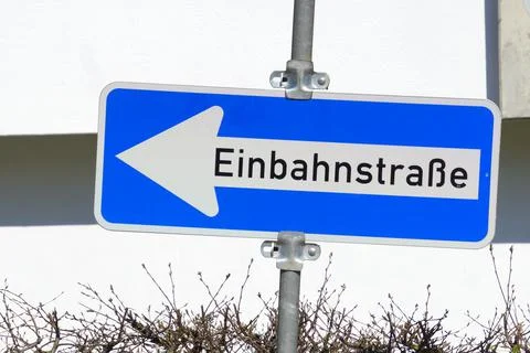 German traffic road sign Stating One-way traffic Stock Photos