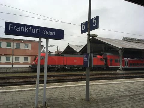 German train at Frankfurt (Oder) station Stock Photos