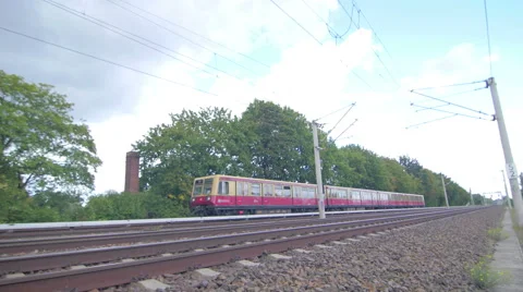 German train passing by 스톡 동영상 58496484