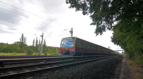 German train passing by Stock Footage 58497432
