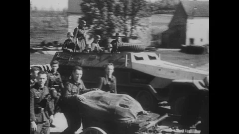German troops sleeping by the side of the road Stock Footage 103387837
