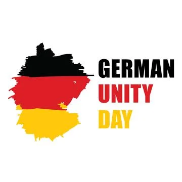 German unity day greeting with brush painted map and flag illustration Stock Illustration