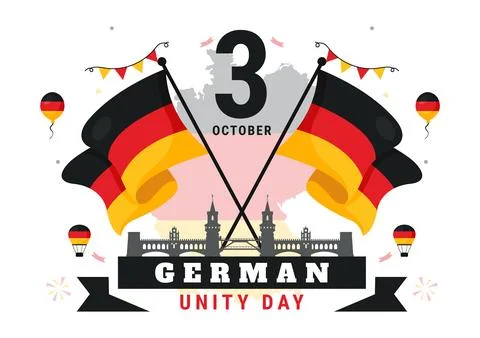 German Unity Day Vector Illustration on October 3rd featuring the Germany F.. 스톡 일러스트