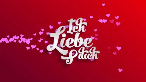 German valentines day script with words ich liebe dich i romance you written Stock Footage 129715714