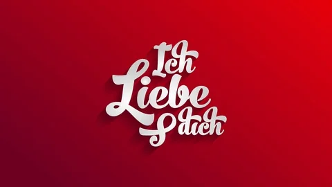 German valentines day text with words ich liebe dich i love you written with 3d Stock Footage 129715688
