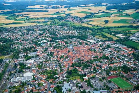 German village or town from above. Top view. Landscape. Fotos Stock