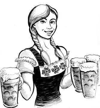 German waitress Stock Illustration